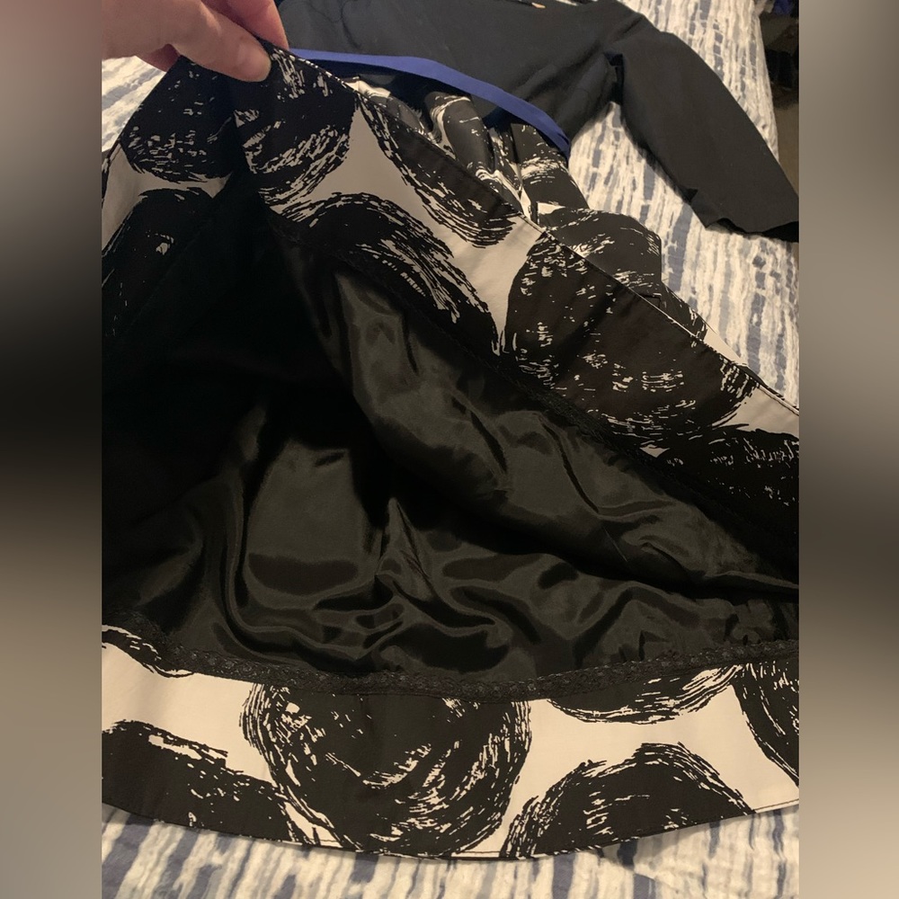 Maeve by Anthropologie Cocktail Dress Black / Creamy White / Royal Blue Sash Sz6 - Picture 11 of 11